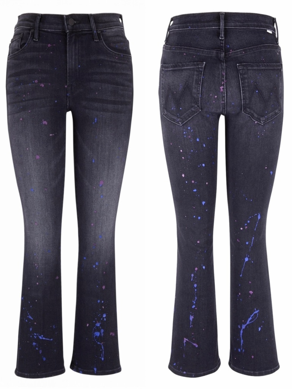 MOTHER DENIM The Insider Splattered Paint Ankle High Rise Jeans RAIN CITY LIGHTS